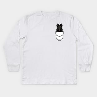 Funny Belgian Shepherd Groenendael Pocket Dog Kids Long Sleeve T-Shirt